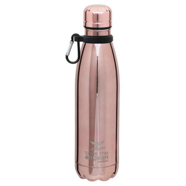 Θερμός Travel Flask Save the Aegean 500ml Rose Gold