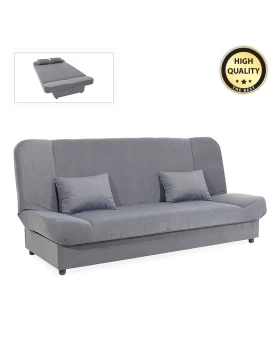 Tiko PLUS Megapap three-seater sofa - bed with storage space and fabric in grey 200x90x96εκ.