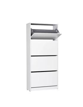 Flat Duo Megapap shoe rack of 24 pairs in white color 73x26x157cm.