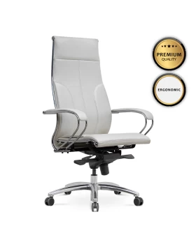 Samurai-6 Megapap ergonomic office chair by Pu in white color 70x70x124/134cm.