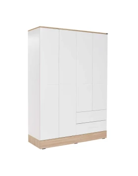 Base Megapap four-door wardrobe in white - sonoma color 137x52x198cm.