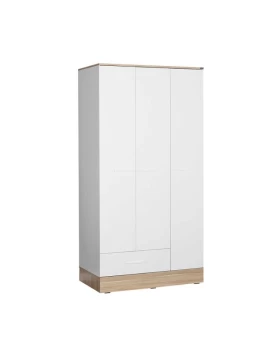 Base Megapap three-door wardrobe in white - sonoma color 103x52x198cm.