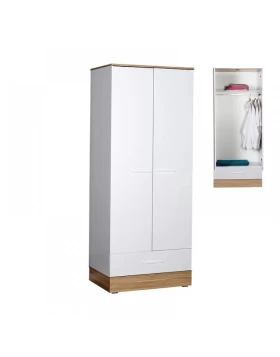 Base Megapap double door wardrobe in white - sonoma color 80x52x198cm.