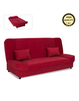 Tiko PLUS Megapap three-seater sofa - bed with storage space and fabric in red 200x90x96εκ.