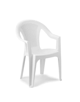 Ischia armchair by polypropylene in white color 54x56x81cm.