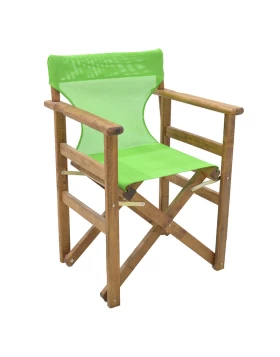 Klara Megapap folding director's armchair by beech in impregnated walnut with light green cloth 61x51x86cm.