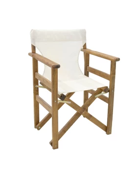 Klara Megapap folding director's armchair by beech in impregnated walnut with white cloth 61x51x86cm.