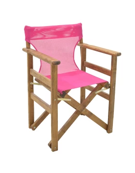 Klara Megapap folding director's armchair by beech in impregnated walnut with hot pink cloth 61x51x86cm.