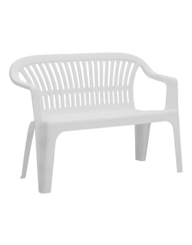 Diva polypropylene two-seater stackable bench - sofa in white color 114x55x82cm.