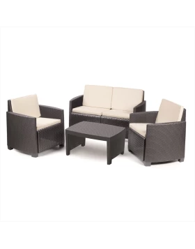 Lipari garden lounge set of four pieces of polypropylene in brown color