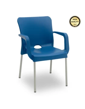 Terry Megapap garden armchair with metallic legs and polypropylene seat in dark blue color 55x54x81cm.