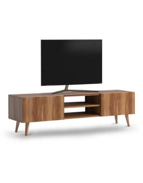 Plane Megapap melamine TV furniture in walnut color 150x32x46cm.