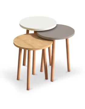 Roma Megapap melamine side tables in white - cappuccino - oak color