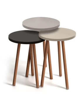 Roma Megapap melamine side tables in white - cappuccino - brown color