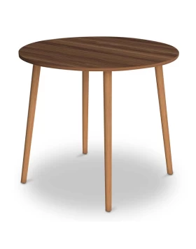 Cruz Megapap melamine table in walnut color 92x92x75cm.