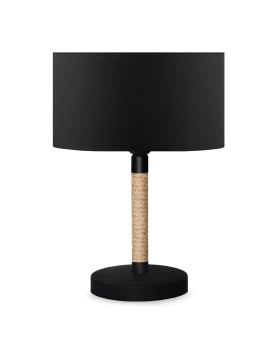 Jean Megapap fabric/rope/chrome table lamp in black/natural color 24x13x37cm.