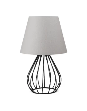 Akerlind Megapap fabric/Pvc/metallic table lamp in light grey/black color 22x17x36cm.