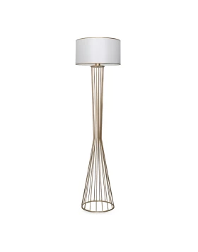 Clarke Megapap metallic/fabric floor lamp in golden/white color 38x21x155cm.