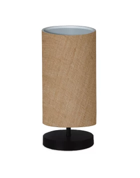 Huls Megapap fabric/wooden/metallic table lamp in natural/black color 15x24x30cm.