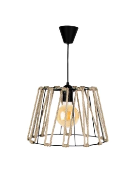 Andrew Megapap metallic/rope ceiling lamp in black/natural color 30x30x20cm.