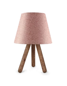 Lander Megapap fabric/Pvc/wooden table lamp in pink/brown color 22x14x32cm.