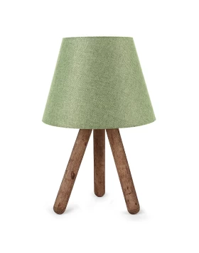 Lander Megapap fabric/Pvc/wooden table lamp in cypress/brown color 22x17x32cm.