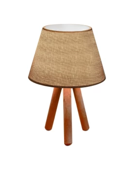 Lander Megapap fabric/Pvc/wooden table lamp in sand beige/brown color 22x17x32cm.