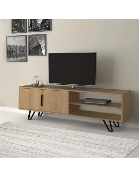 Foot Megapap melamine TV furniture in sonoma color 160x35x49cm.