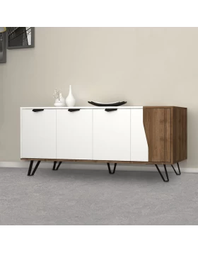 Jasmine Megapap melamine buffet in white - walnut color 160x45x78cm.