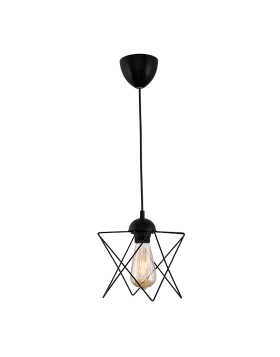 Faven Megapap E27 metallic single-light ceiling light in black color 17x17x70cm.