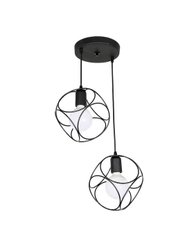 Lusita Megapap E27 metallic double-light ceiling light in black color 35x35x70cm.