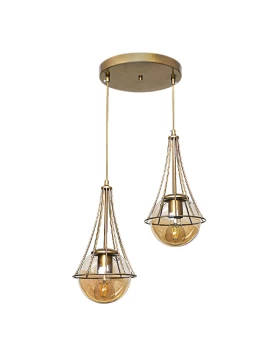 Chavi Megapap E27 metallic double-light ceiling light in golden color 40x40x80cm.