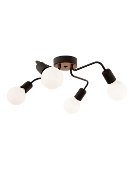 Horus Megapap E27 metallic four-light ceiling light in black color 48x48x10cm.