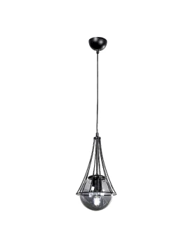 Chavi Megapap E27 metallic single-light ceiling light in black color 18x18x75cm.