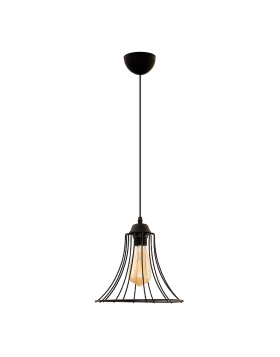 Gerel Megapap E27 metallic single-light ceiling light in black color 24x24x70cm.