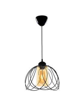 Abilene Megapap E27 metallic single-light ceiling light in black color 26x26x68cm.