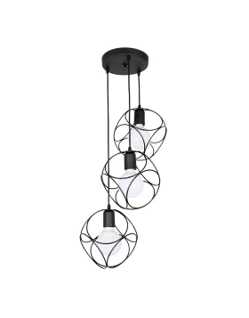 Lusita Megapap E27 metallic three-light ceiling light in black color 35x35x90cm.