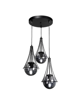 Chavi Megapap E27 metallic three-light ceiling light in black color 40x40x90cm.