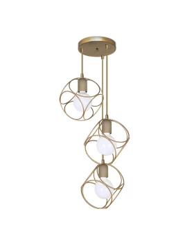 Lusita Megapap E27 metallic three-light ceiling light in golden color 35x35x90cm.