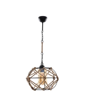 Eileen Megapap E27 metallic/rope single-light ceiling light in black/brown color 28x28x68cm.