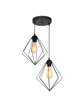 Nura Megapap E27 metallic double-light in black color 40x40x70cm.