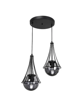 Chavi Megapap E27 metallic double-light ceiling light in black color 40x40x80cm.