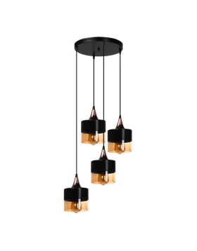 Roxy Megapap metallic - glass four-light ceiling light in black color 30x30x65cm.