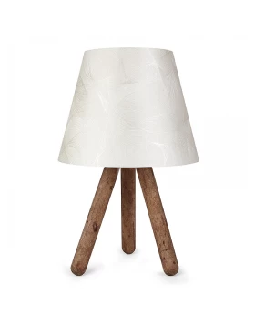 Lander Megapap fabric/Pvc/wooden table lamp in white/brown color 22x14x32cm.