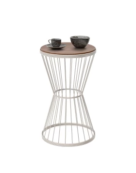 Hoffman Megapap metallic - Mdf side table in walnut - white color 35x35x58cm.