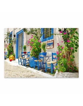 Greek Street Tavern Megapap painting on canvas digital printing 60x40x3cm.