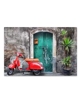 Red Vespa Megapap painting on canvas digital printing 60x40x3cm.