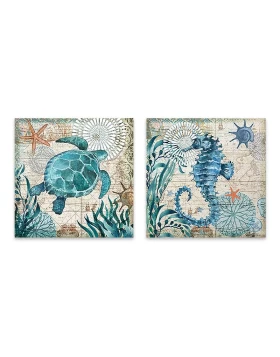 Sea Creatures Megapap painting of two pieces on canvas digital printing 83x40x3cm.