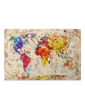 Colorful World Map Megapap painting on canvas digital printing 75x50x3cm.