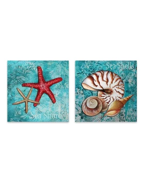 Sea Creatures Megapap painting of two pieces on canvas digital printing 83x40x3cm.